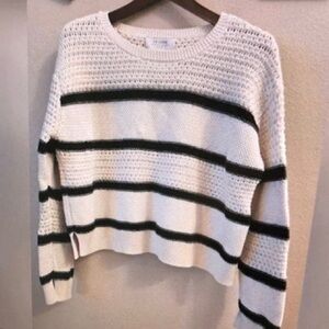 Elegant Black and White Striped Women's Sweater